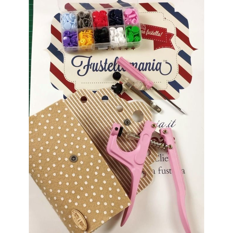Pinza per bottoni a pressione con 80 bottoni e accessori