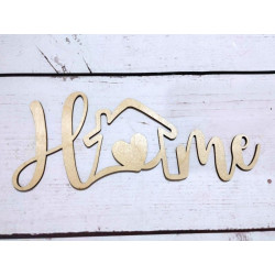 Sagoma in legno Scritta home con casetta