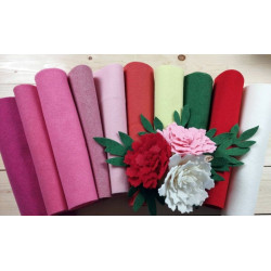 Feltro lana termoformabile 2 mm  - KIT 10 colori Sfumature per peonie