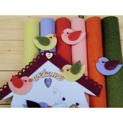 KIT Allegri passerotti 6 colori Feltro lana termoformabile 2 mm 30x50 cm