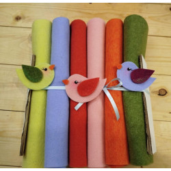 KIT Allegri passerotti 6 colori Feltro lana termoformabile 2 mm 30x50 cm