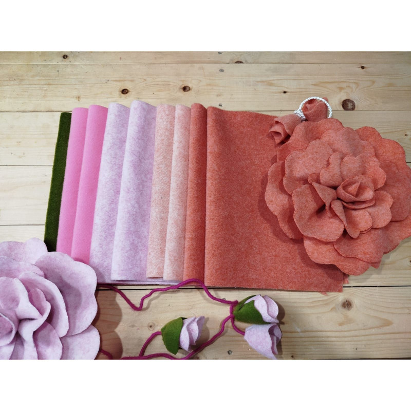 Ecofelt 2 mm - KIT 9 colori Maxi rose delle meraviglie