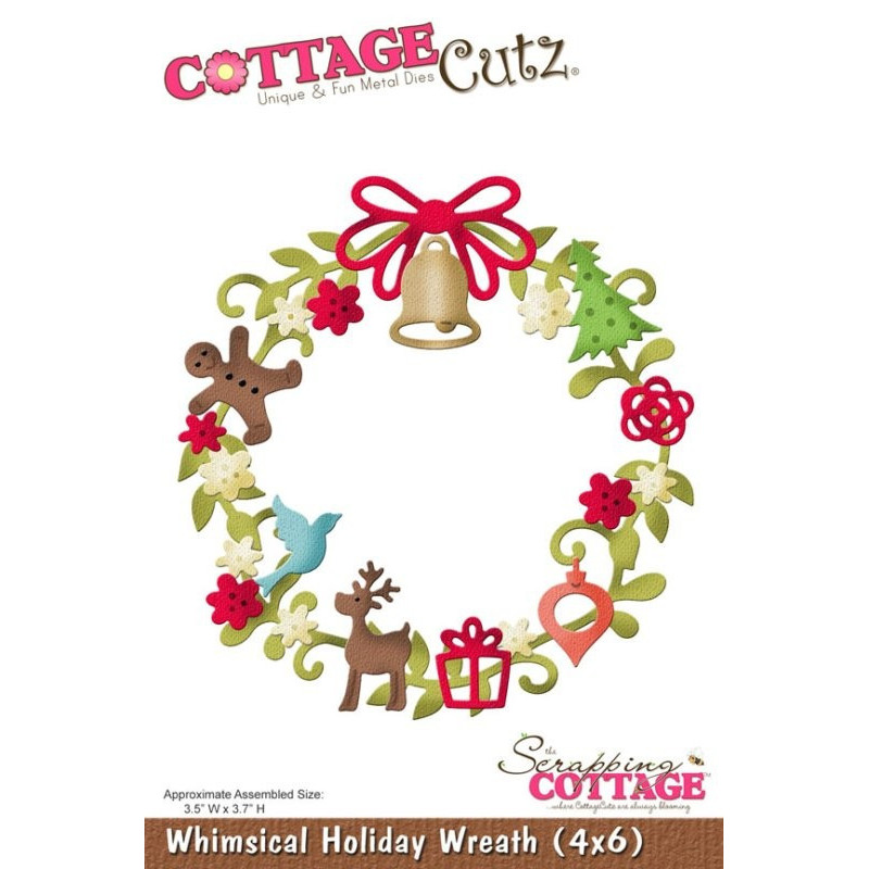 Fustella metallica Cottage Cutz Whimsical Holiday Wreath