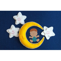 Fustella A4 Fiocco nascita Bimbo Luna e Stelle