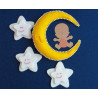 Fustella A4 Fiocco nascita Bimbo Luna e Stelle