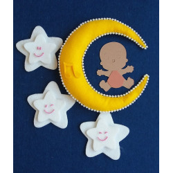 Fustella A4 Fiocco nascita Bimbo Luna e Stelle