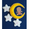 Fustella A4 Fiocco nascita Bimbo Luna e Stelle