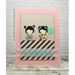 Fustella metallica Kokeshi Japanese Paper Doll