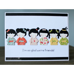 Fustella metallica Kokeshi Japanese Paper Doll