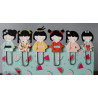 Fustella metallica Kokeshi Japanese Paper Doll