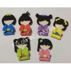 Fustella metallica Kokeshi Japanese Paper Doll