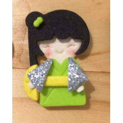 Fustella metallica Kokeshi Japanese Paper Doll