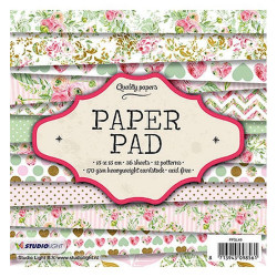 Carta Per Scrapbooking Stile Boho - 36 Fogli 15x15 Cm - 12 Disegni Floreali (3 Per Tipo) - Doppia Faccia Bianca