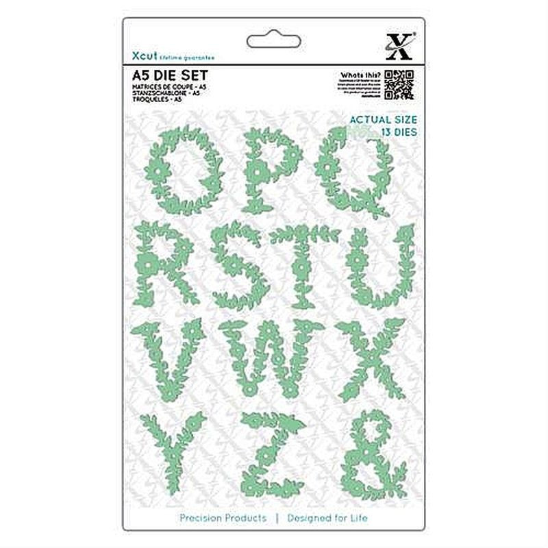 Fustella metallica Xcut A5 Floral Alphabet O-Z