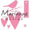 Fustella metallica Marianne Design Collectables Giftwrapping - Karin's bird, hearts & tag