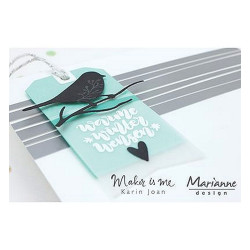Fustella metallica Marianne Design Collectables Giftwrapping - Karin's bird, hearts & tag