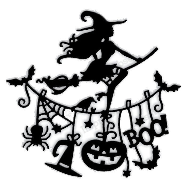 Fustella metallica Strega con scopa Halloween